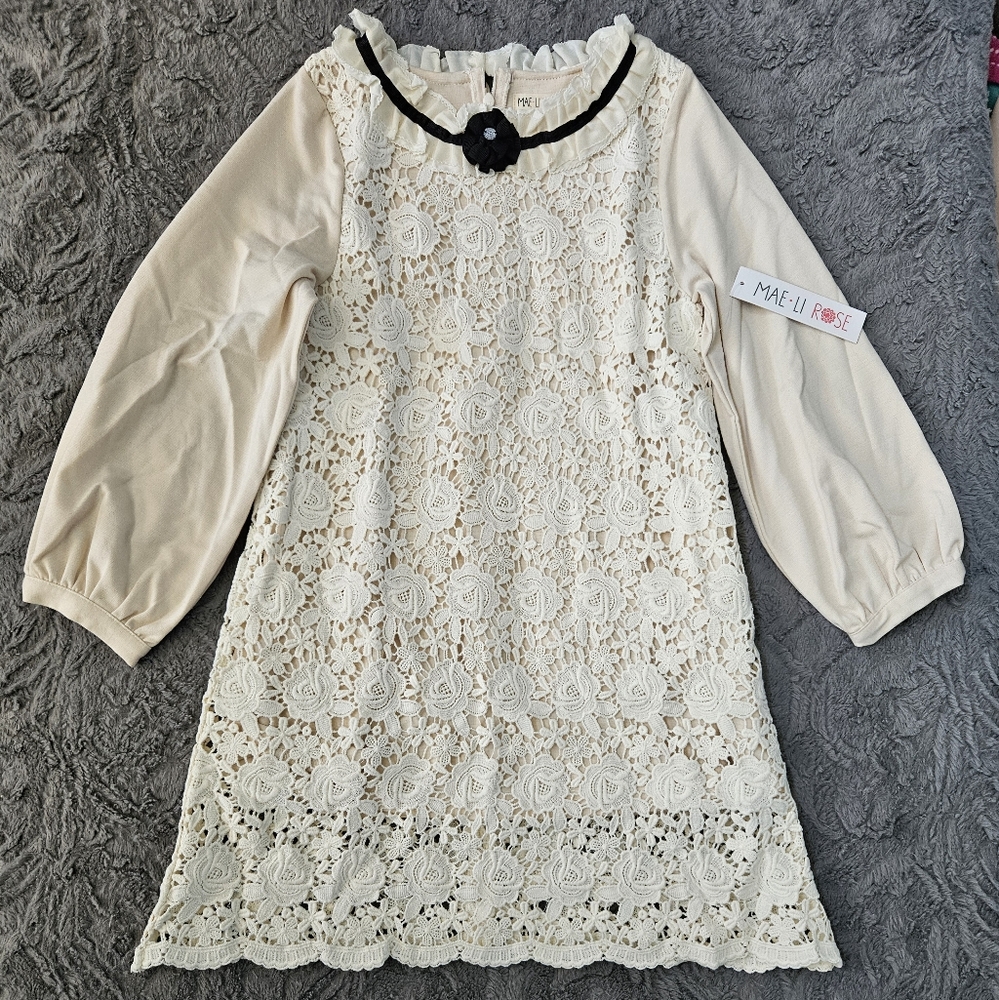 Mae Li Rose lace overlay dress  Girls Size 8